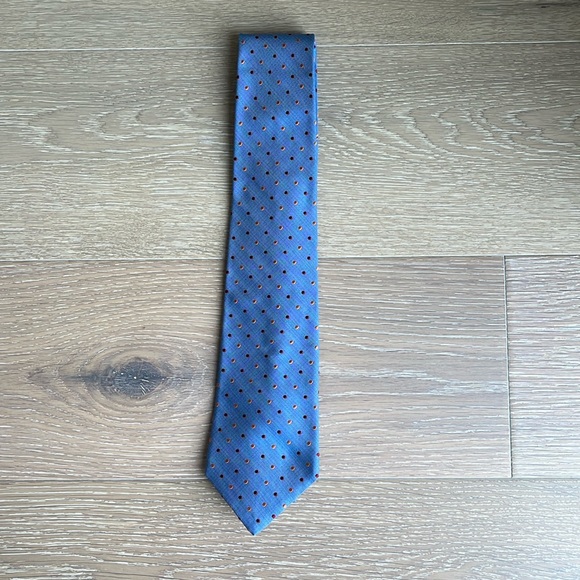 Blue Polka Dot Printed Tie - Picture 1 of 3